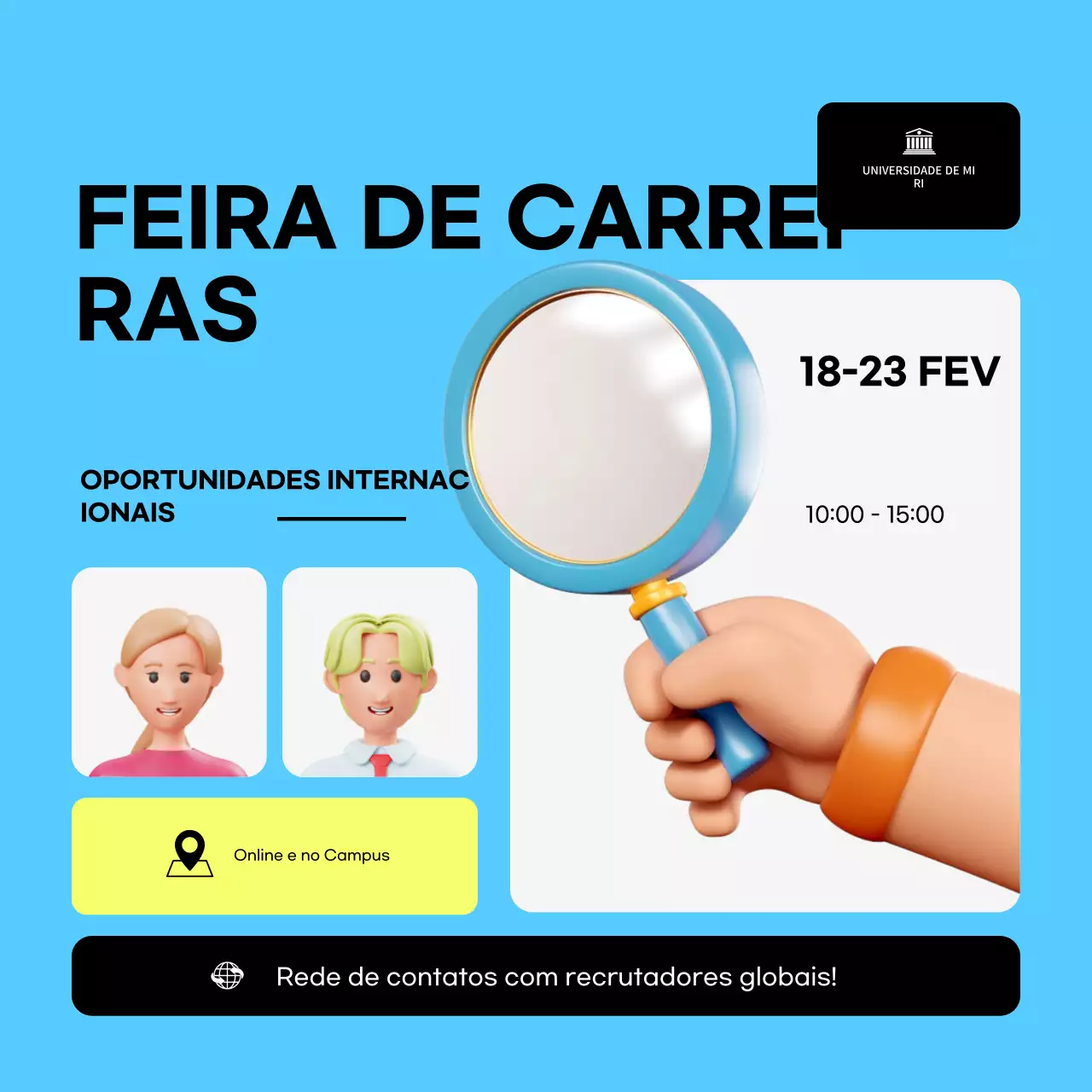 anúncio do evento "carreira moderna azul