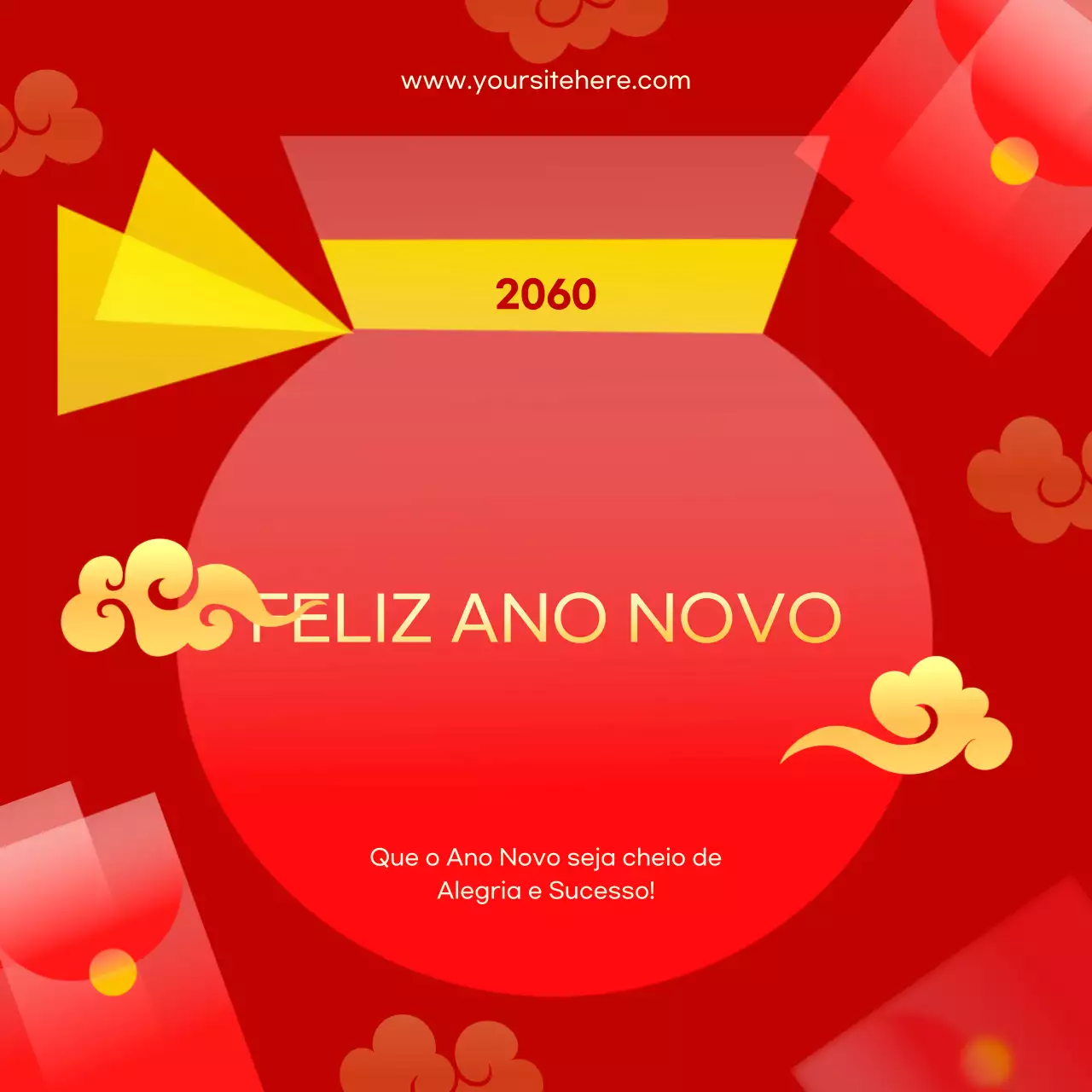 convite de ano novo tradicional vermelho
