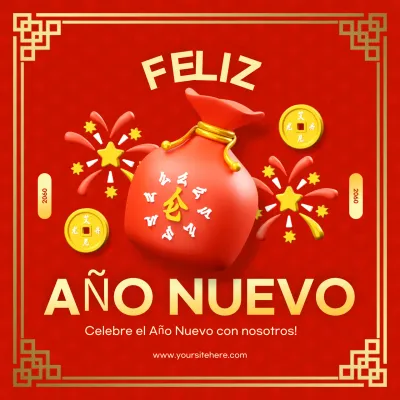 Invitación tradicional roja de Año Nuevo