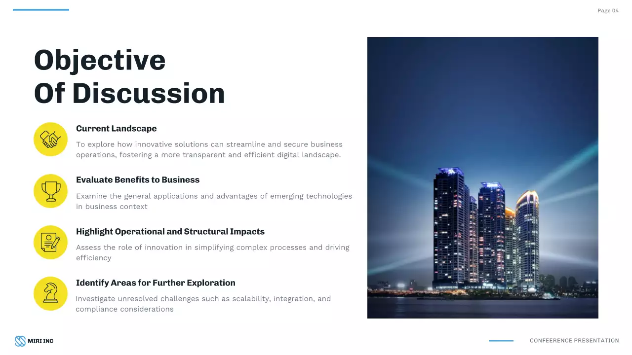 Apresentação de conferência empresarial profissional amarela