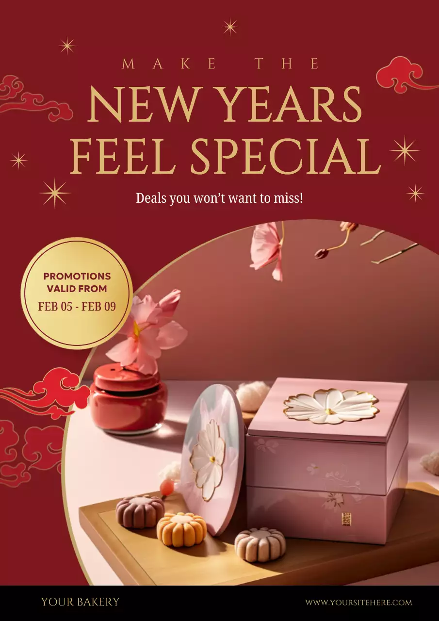 red elegant bakery promotion