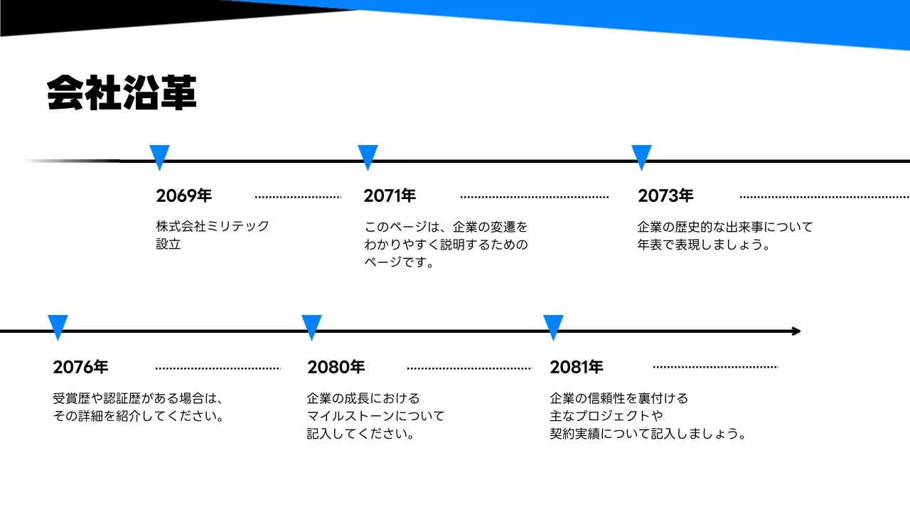 青 モダン 会社説明 プレゼンテーション