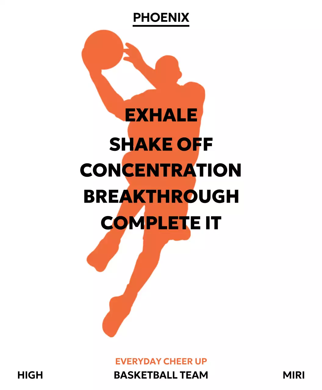 농구하는 사람 실루엣이 있는 미니멀한 운동 홍보