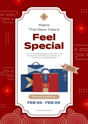 Red Traditional New Year Promotion Poster