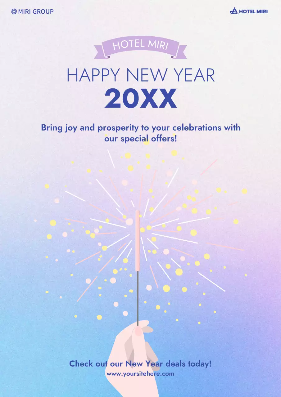 Blue Modern New Year Promotion Poster