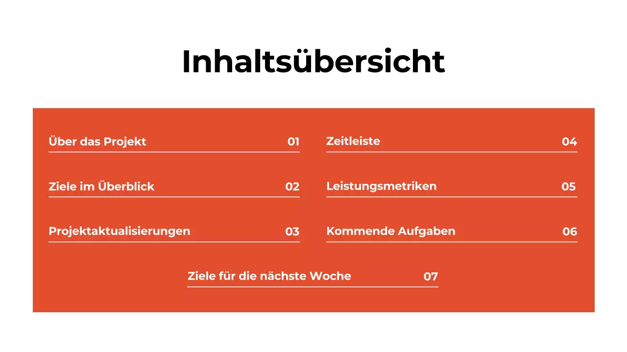 Präsentation des monatlichen Rückblicksberichts in Weiß und Orange