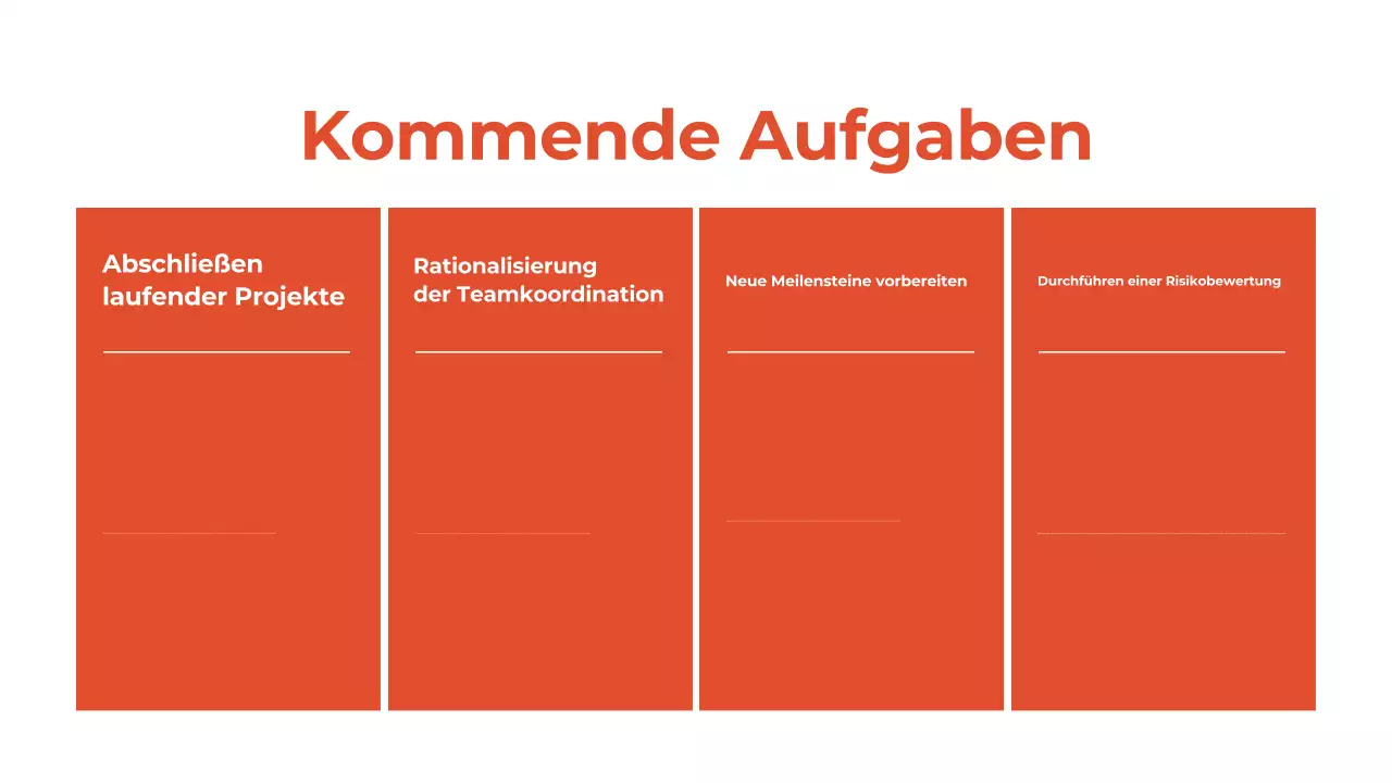 Präsentation des monatlichen Rückblicksberichts in Weiß und Orange