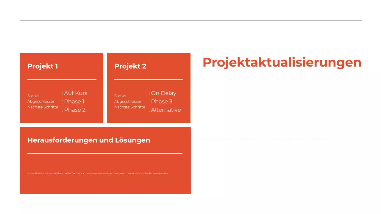 Präsentation des monatlichen Rückblicksberichts in Weiß und Orange