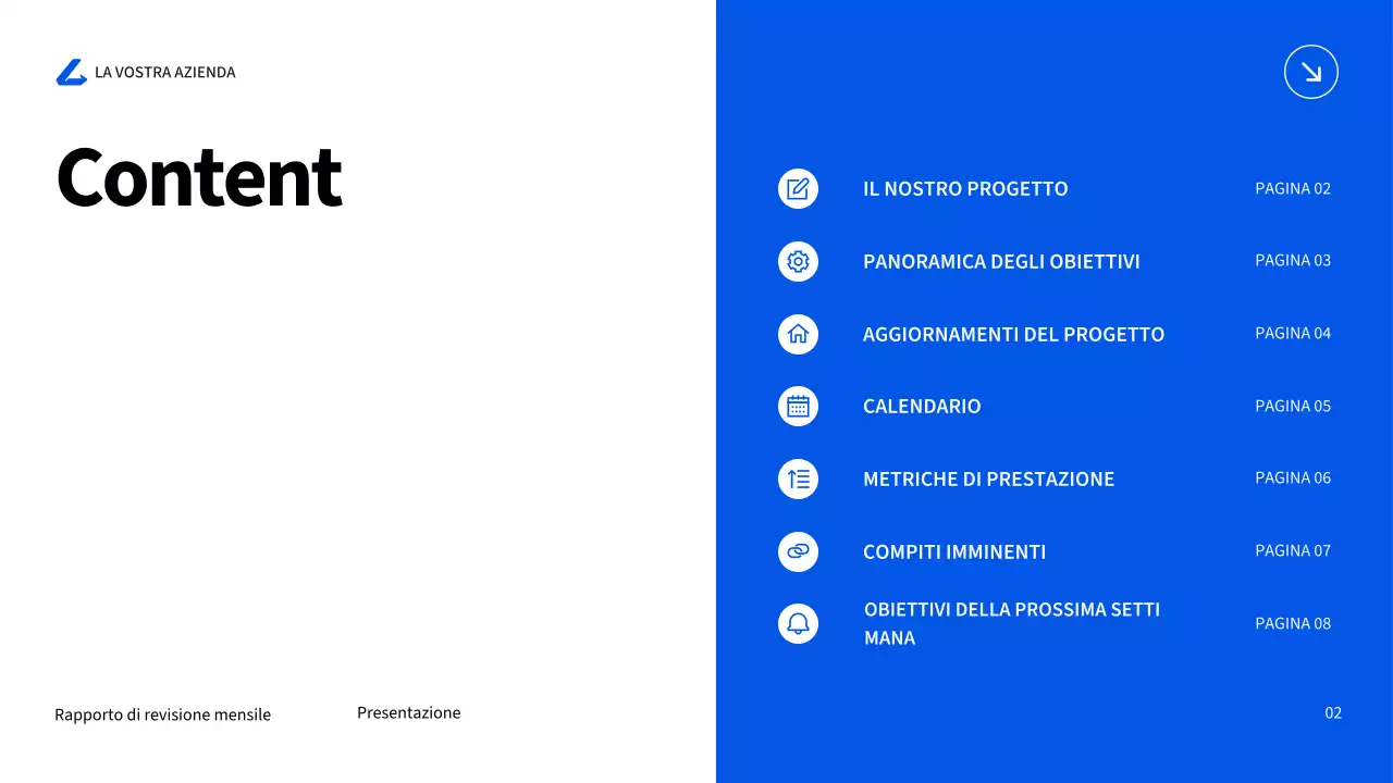 relazione aziendale moderna blu