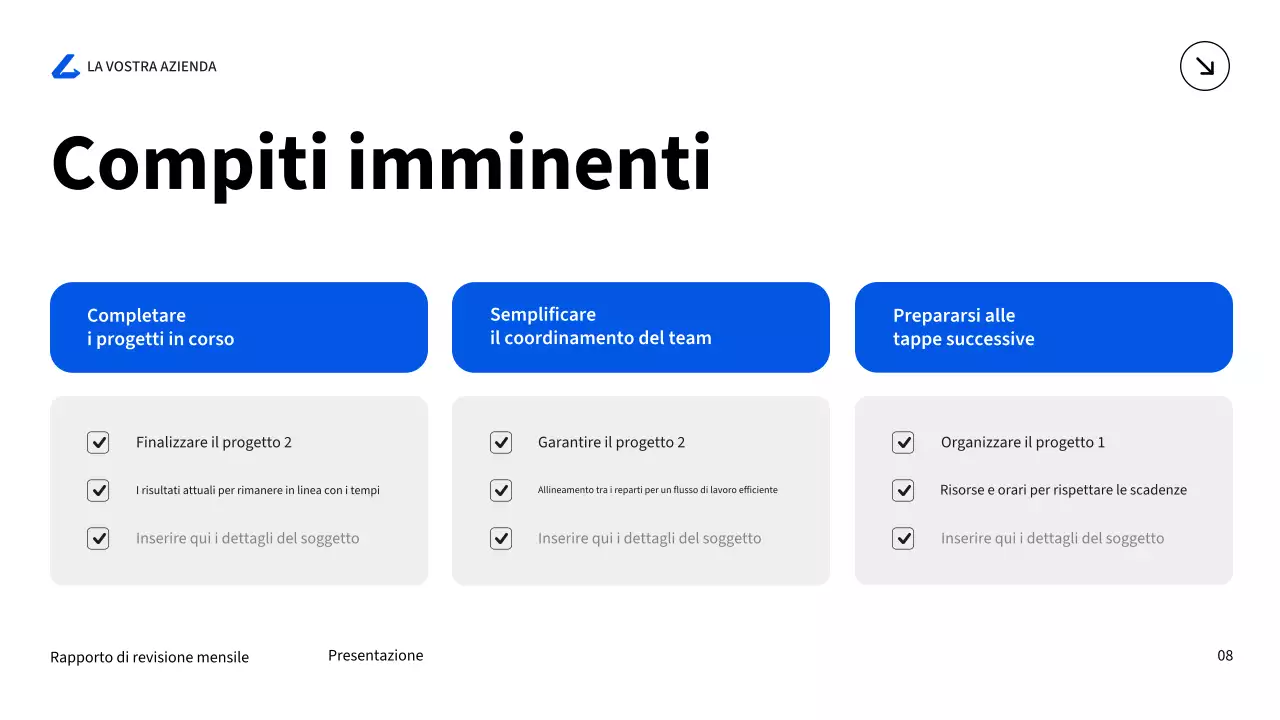 relazione aziendale moderna blu