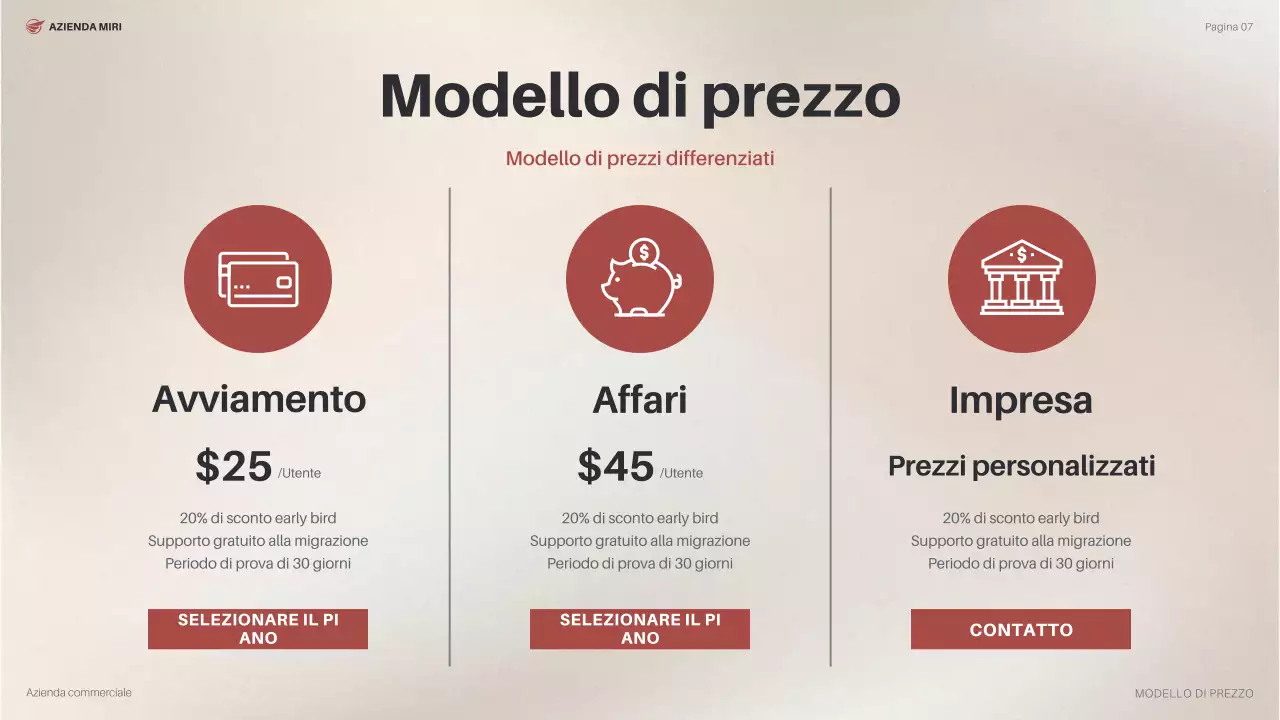 piano aziendale moderno arancione