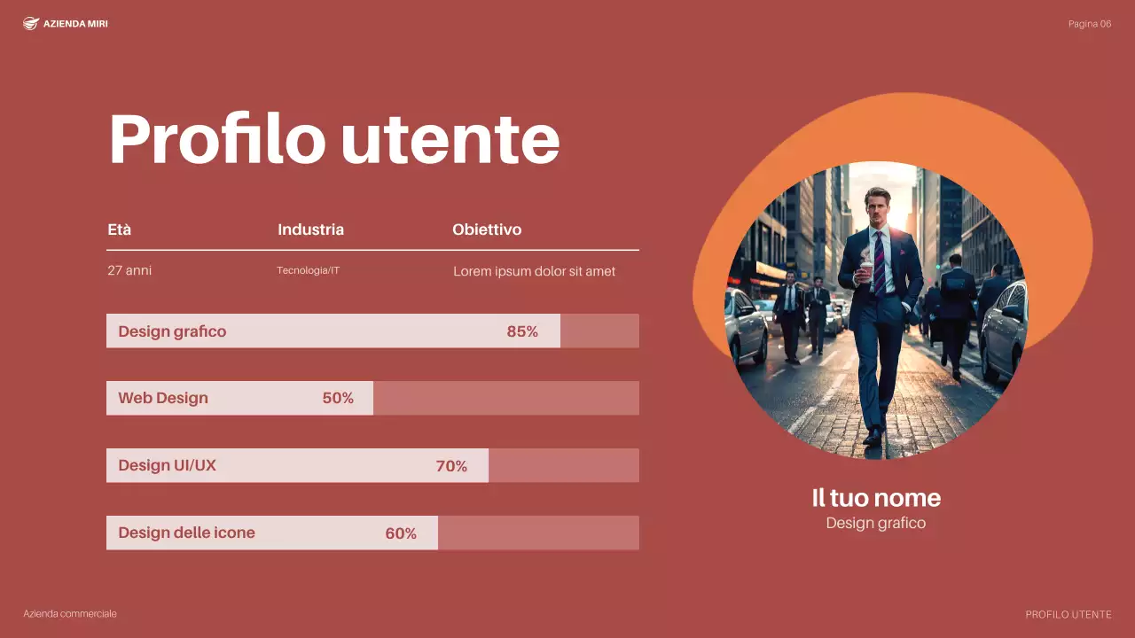 piano aziendale moderno arancione