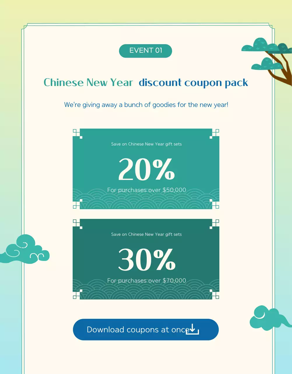 Cartaz de promoção tradicional verde de ano novo