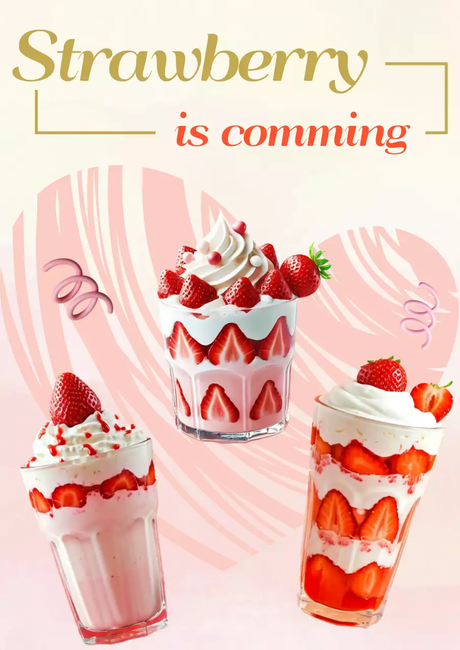 핑크 팝 딸기 디저트 광고