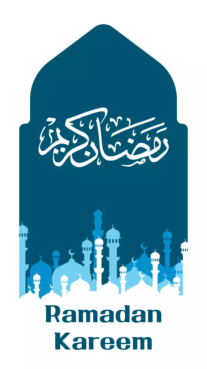 블루 테마 라마단 카림 축하 행사