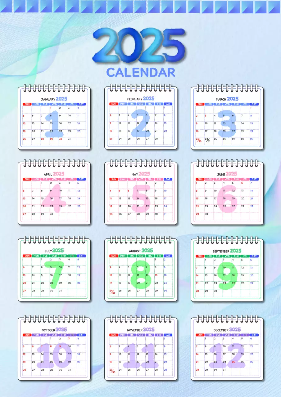 2025 파랑 모던 캘린더