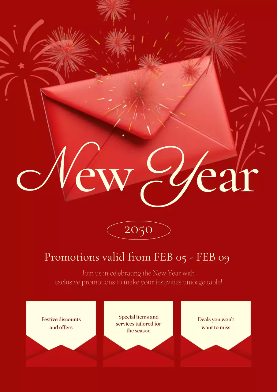 Red Elegant New Year Promotion Poster