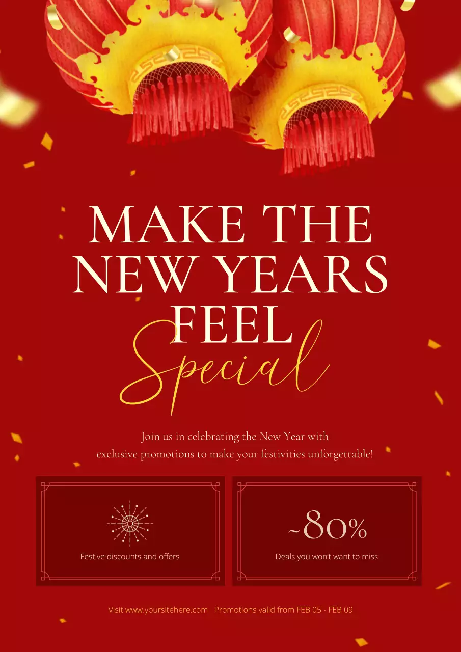Red Traditional New Year Promotion Poster