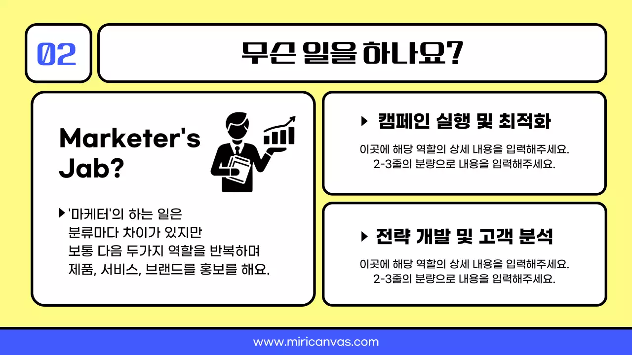 노랑과 파랑의 정갈한 마케터 진로 교육자료