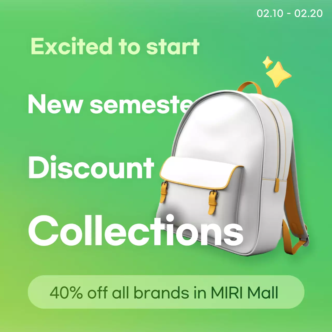 Promoção de mochila verde moderna carrossel do Instagram
