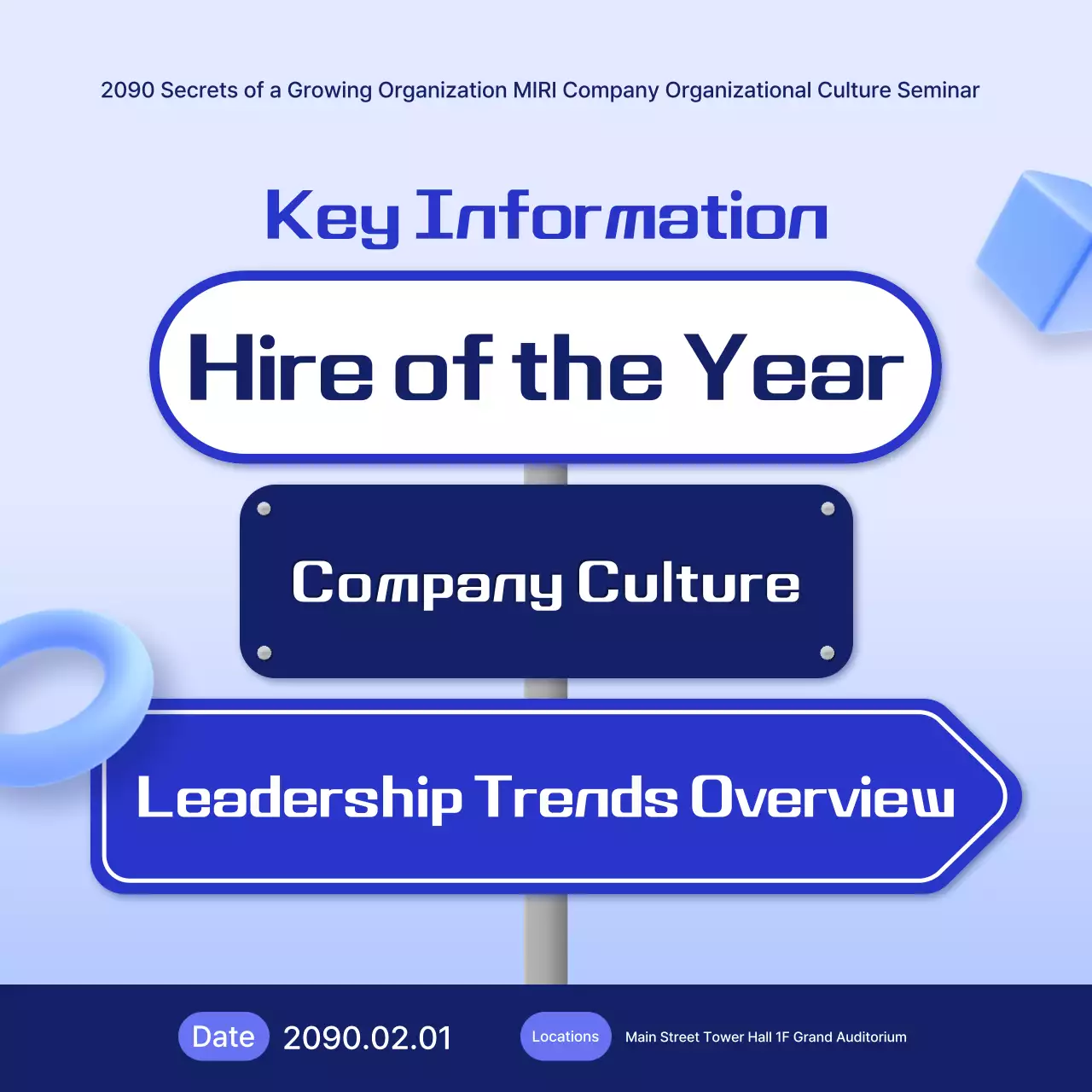 Anúncio do seminário da Blue Modern Company Postagem nas redes sociais