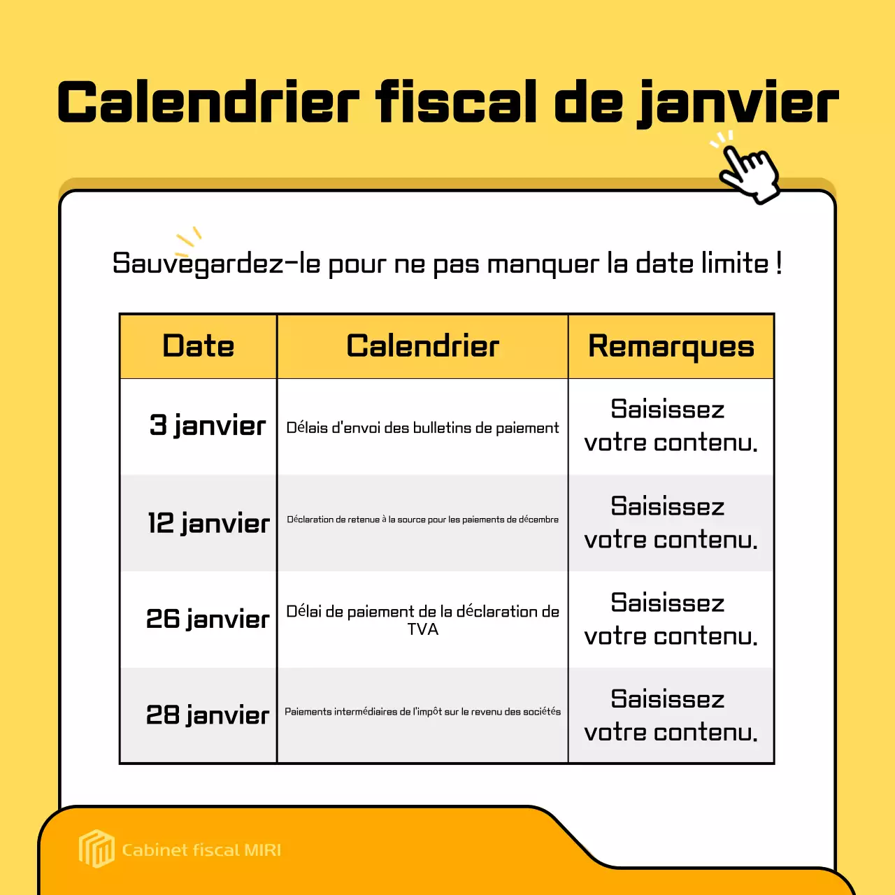 Publicité jaune moderne sur les taxes