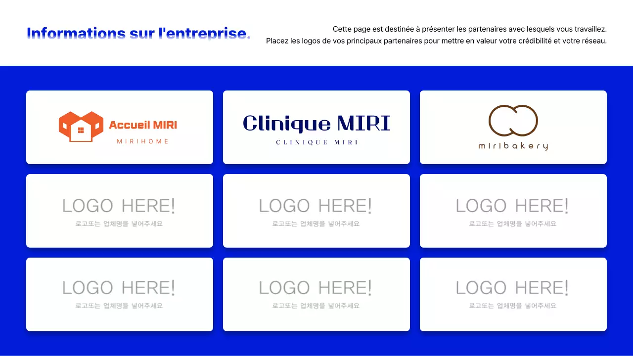 Description du profil de l'entreprise Blue Modern