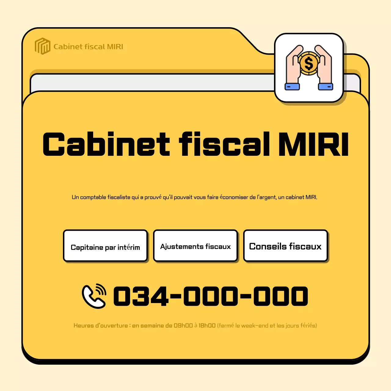 Publicité jaune moderne sur les taxes