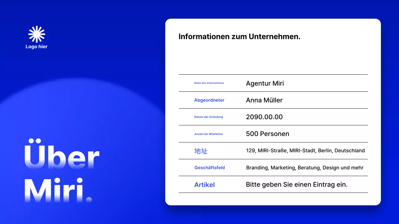 Blue Modern Unternehmensprofil Beschreibung