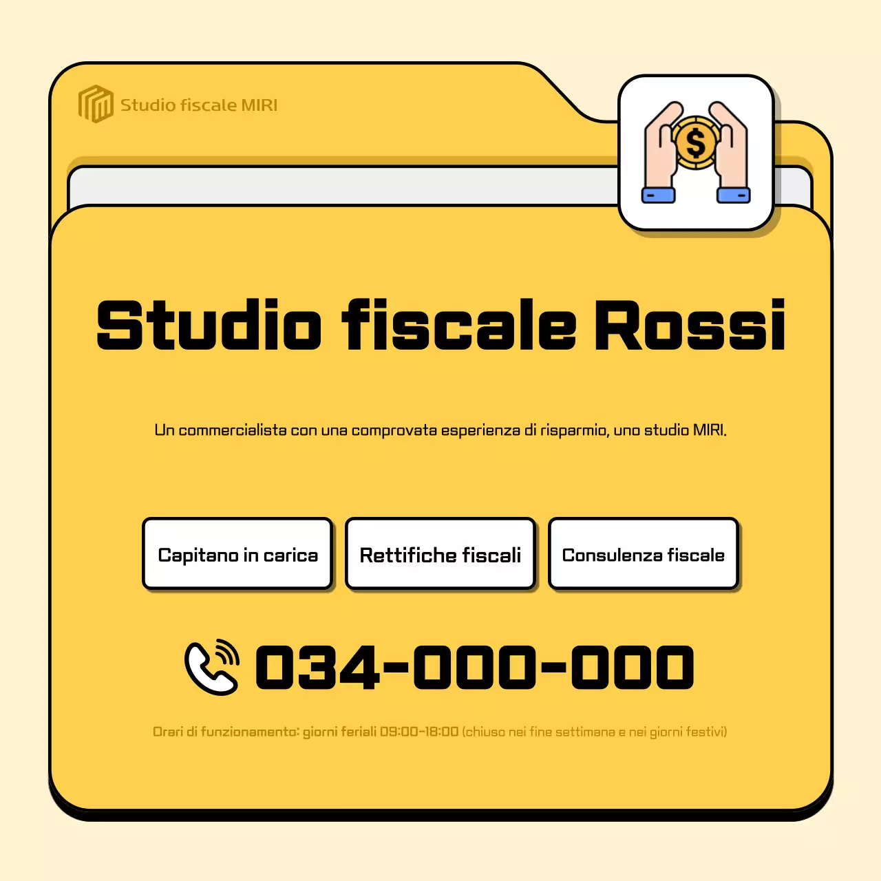 Annuncio fiscale giallo moderno