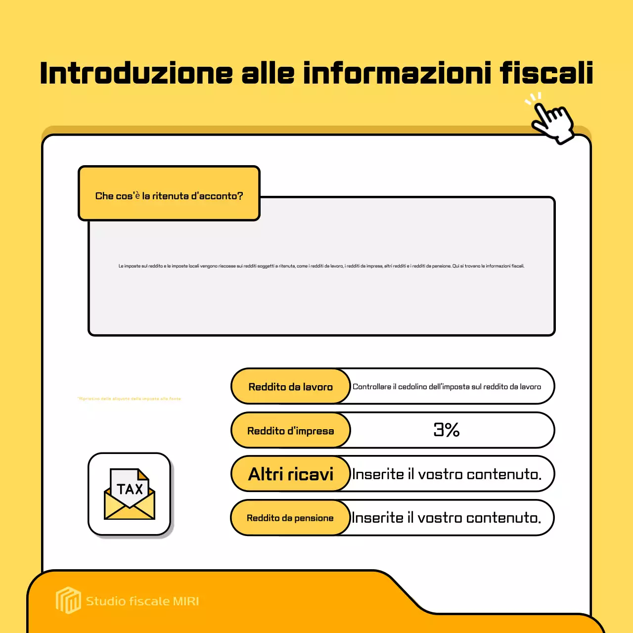 Annuncio fiscale giallo moderno