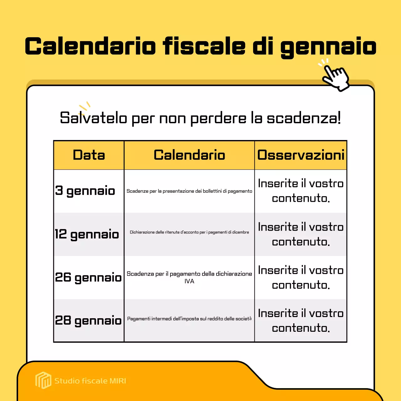 Annuncio fiscale giallo moderno
