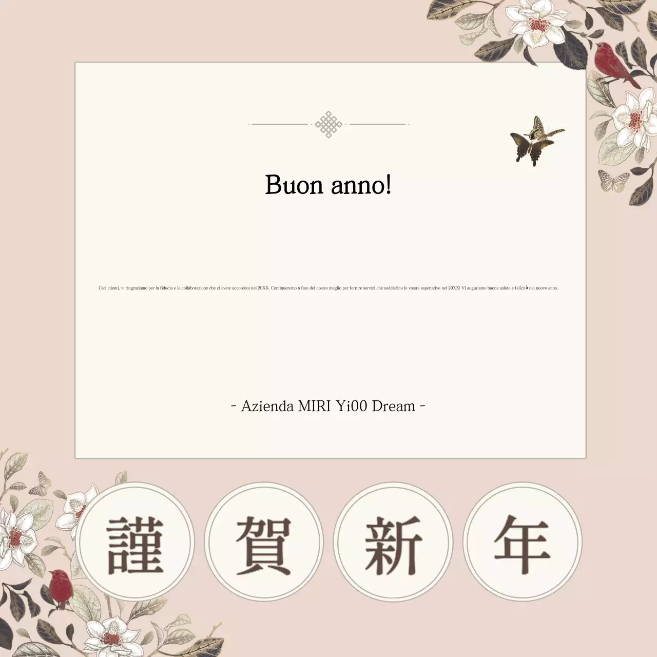 Auguri di Capodanno in rosa dal sapore tradizionale