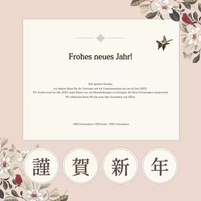 Rosa Neujahrsgrüße mit traditionellem Touch