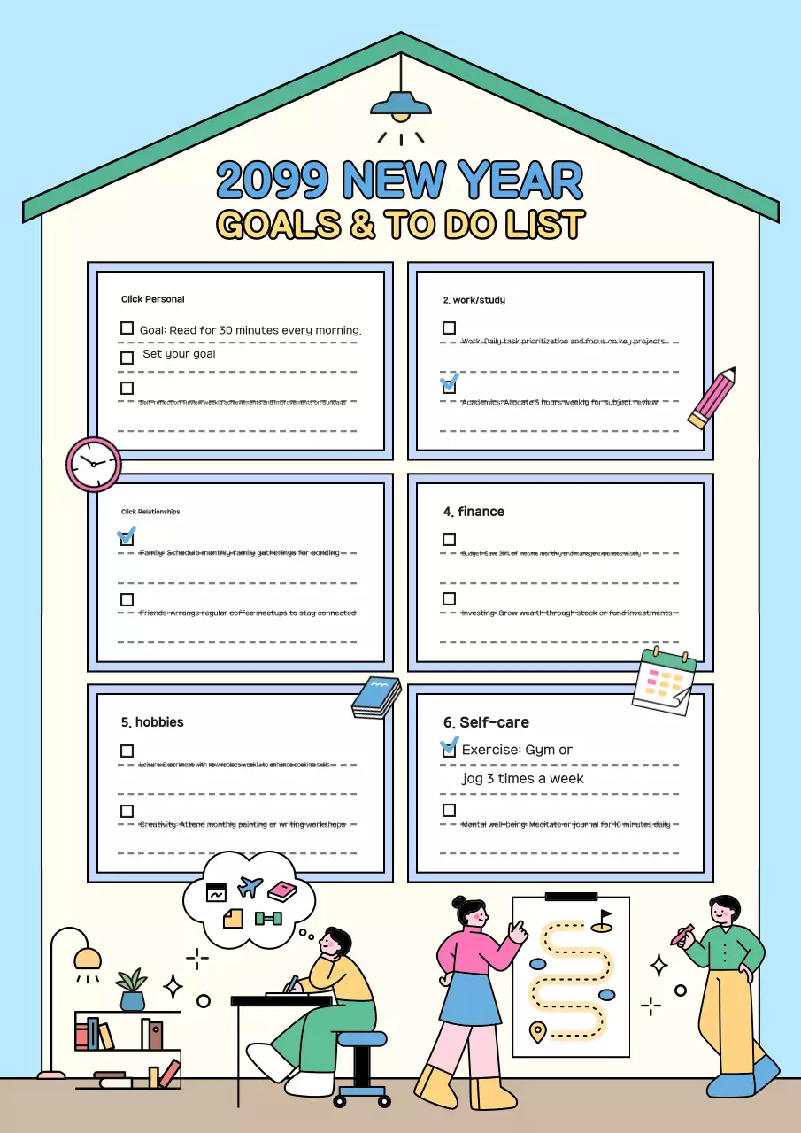 Poster Kế hoạch mục tiêu hiện đại màu xanh