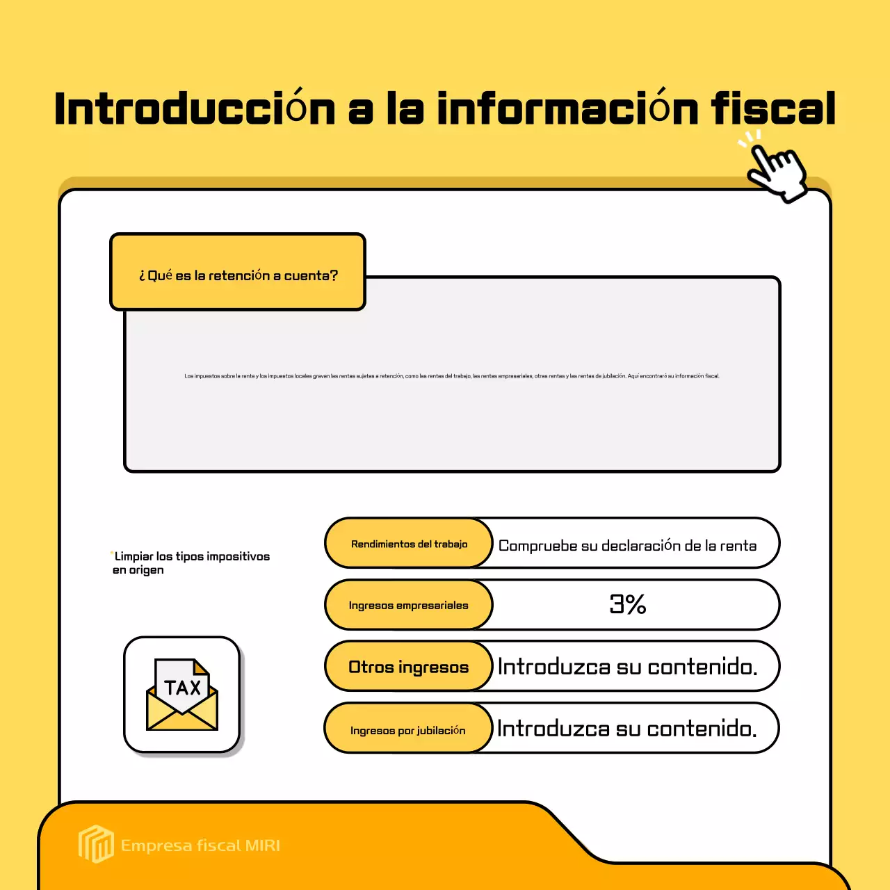 Anuncio amarillo de impuestos modernos