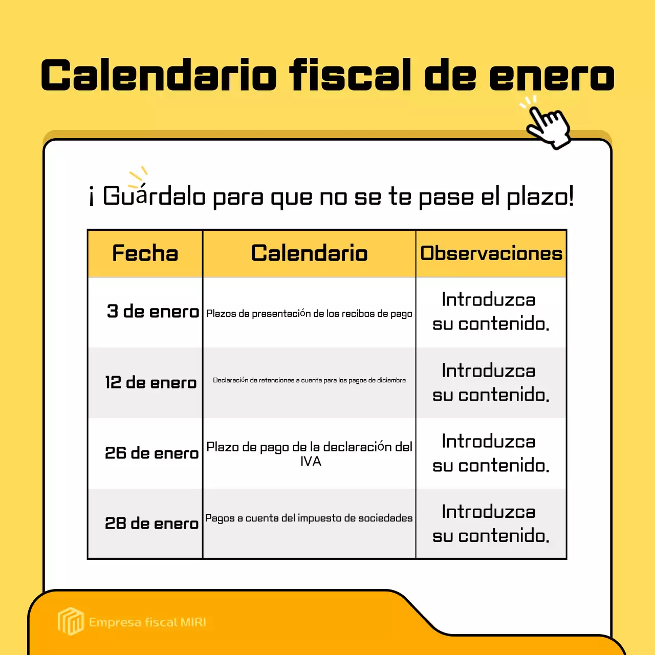 Anuncio amarillo de impuestos modernos