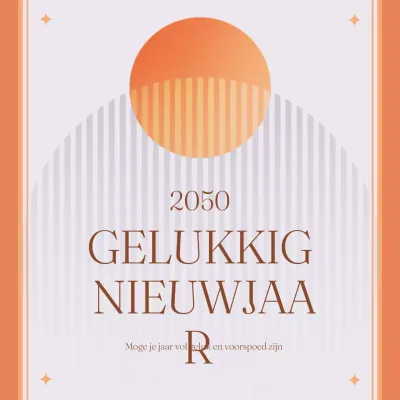 oranje moderne nieuwjaarskaart
