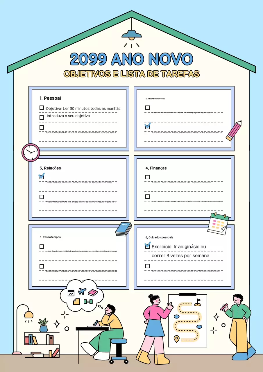 Agenda de planeamento azul clara e gira