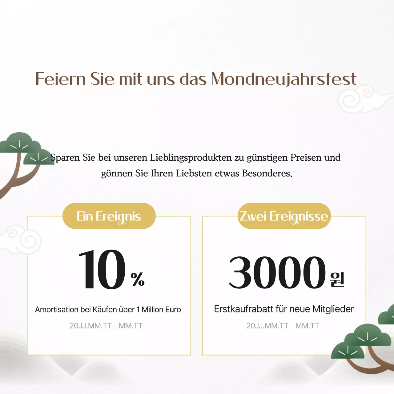 Traditionelle Anzeige für Geschenke zum Neujahrstag in Weiß