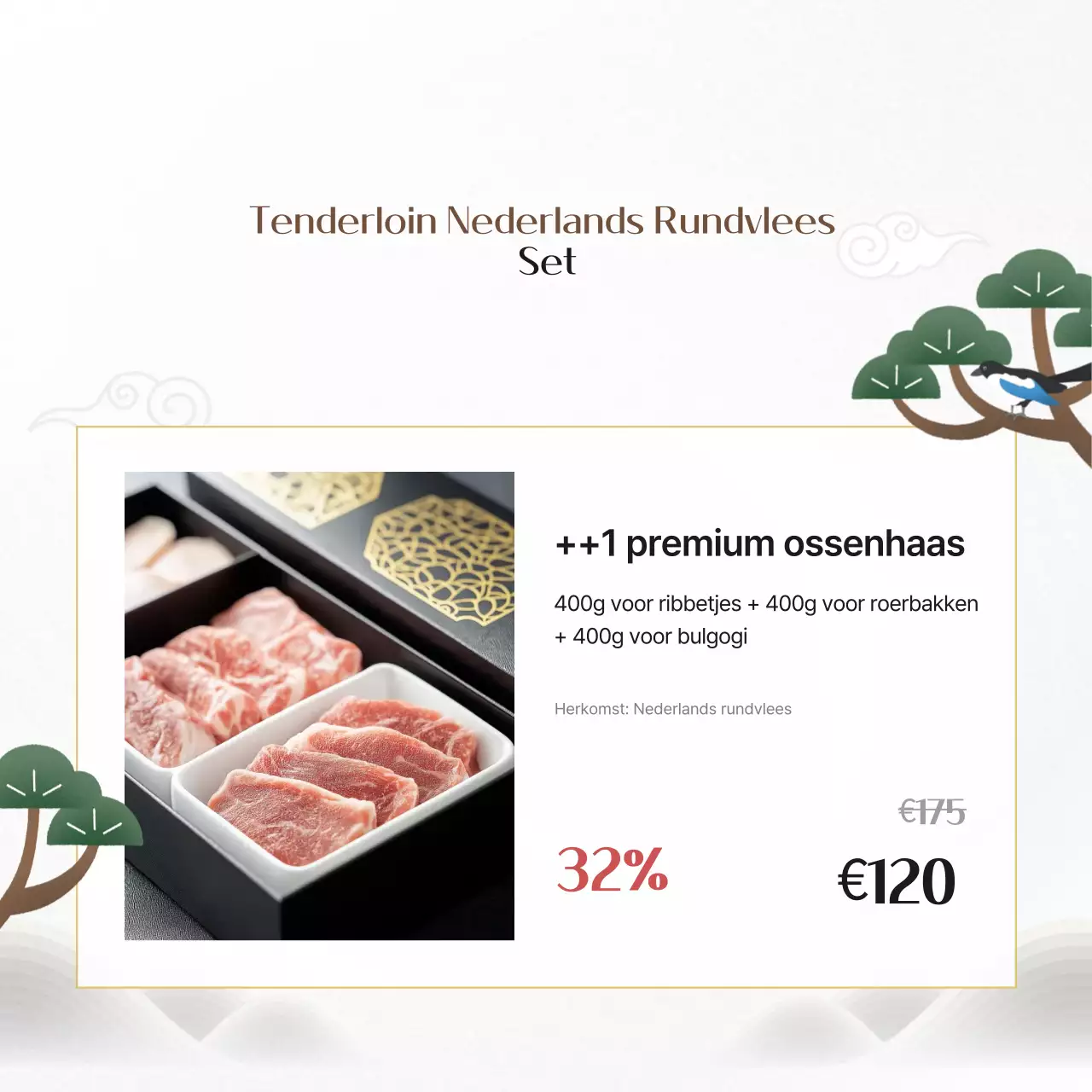 Traditionele advertentie voor het geven van geschenken op nieuwjaarsdag in het wit