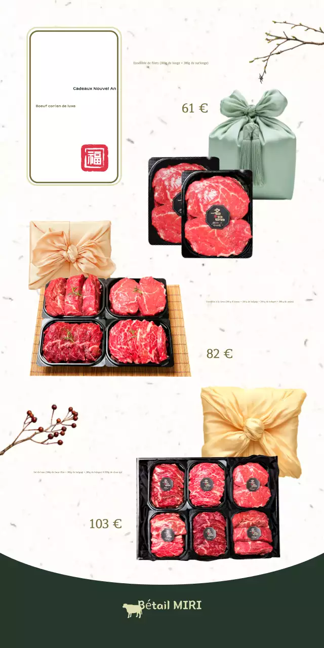 Publicité d'un coffret traditionnel beige pour les fêtes de fin d'année