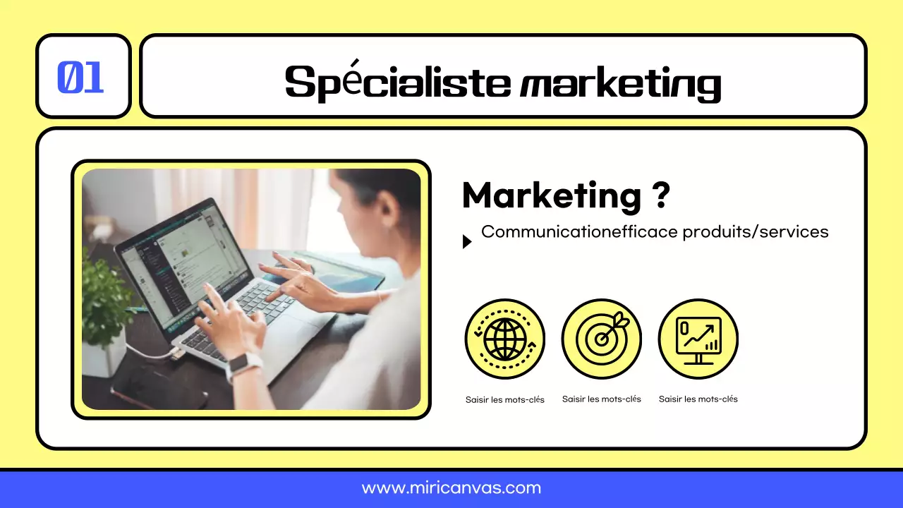 Ressources de carrière pour les spécialistes du marketing jaune et bleu