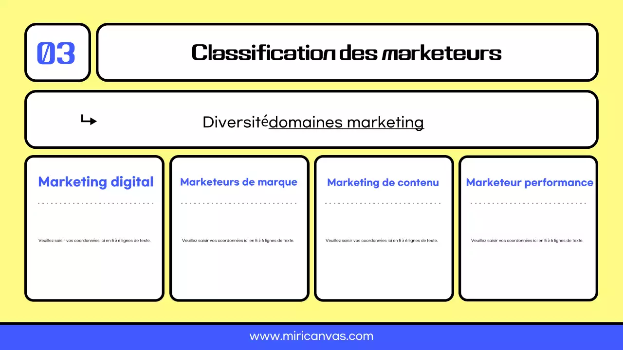 Ressources de carrière pour les spécialistes du marketing jaune et bleu