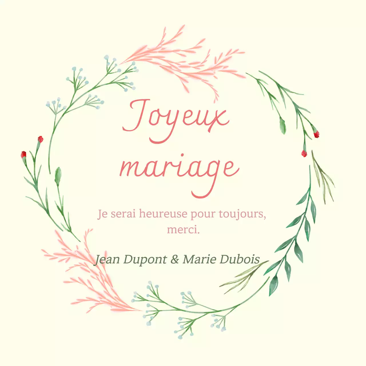 Invitation de mariage simple en ivoire
