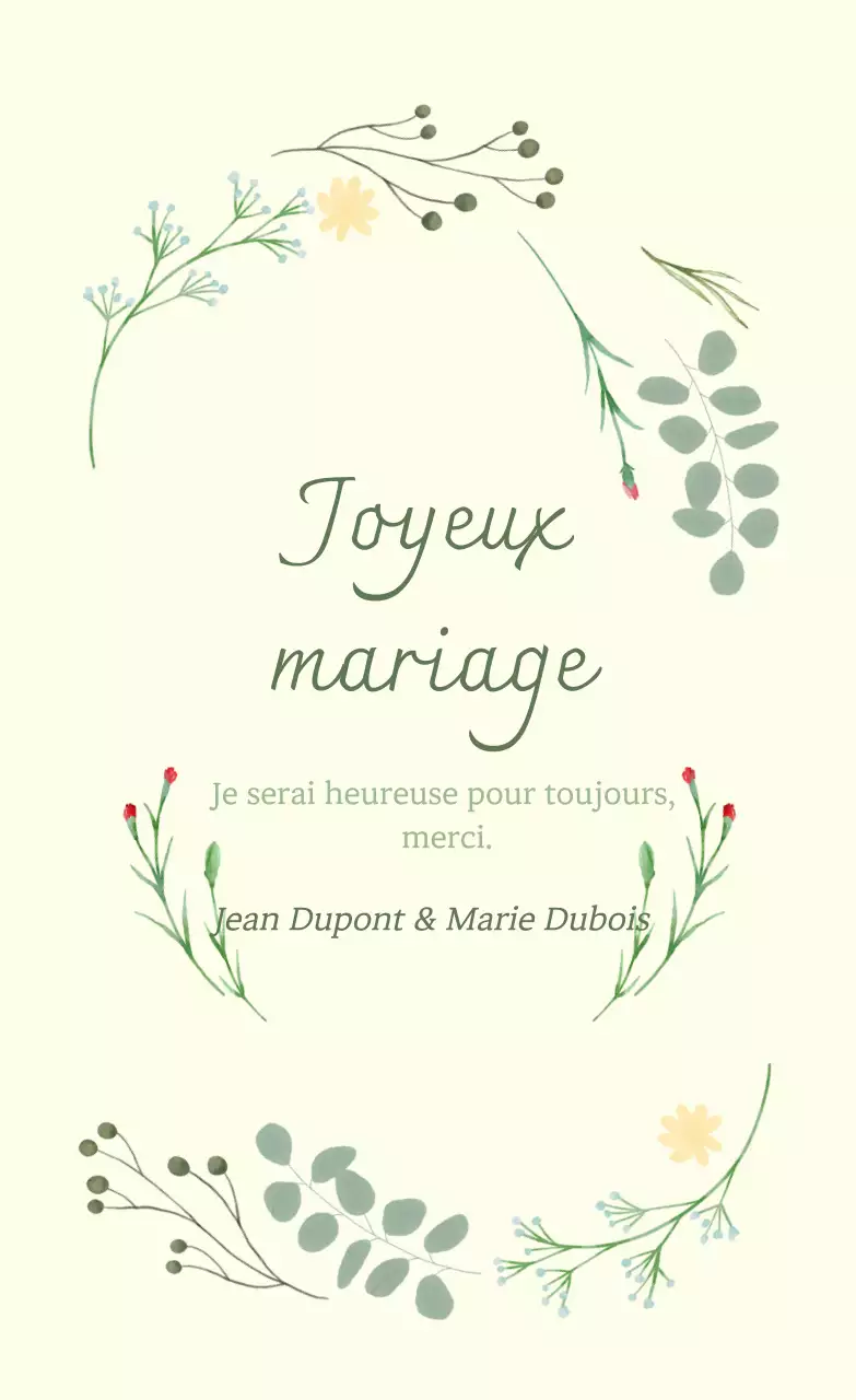 Invitation de mariage élégante en ivoire