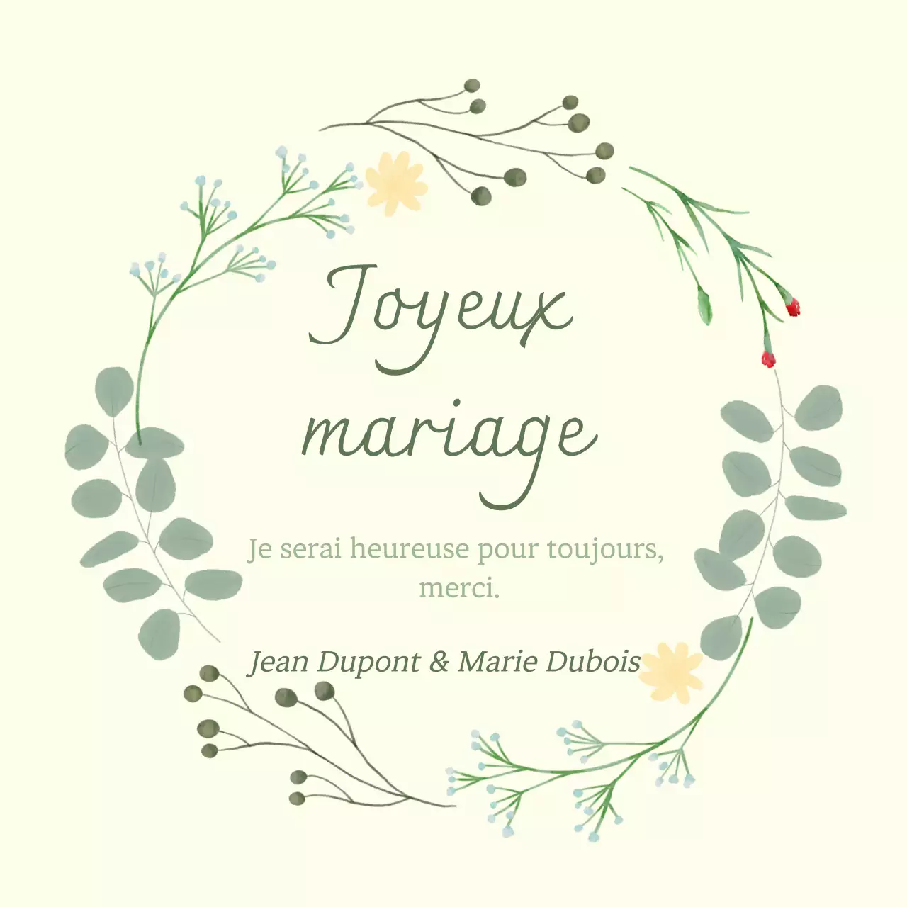 Invitation de mariage simple en ivoire