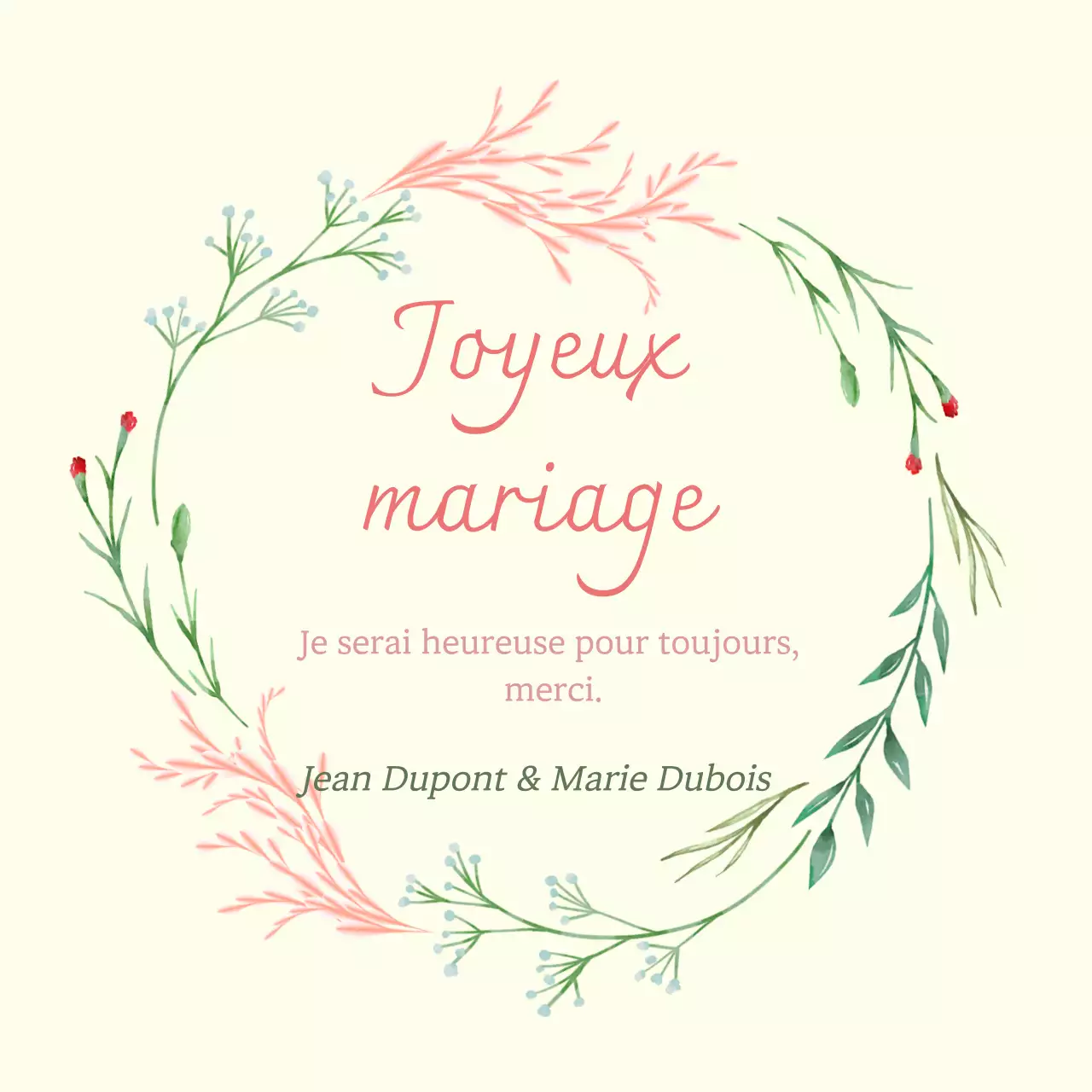 Invitation de mariage simple en ivoire