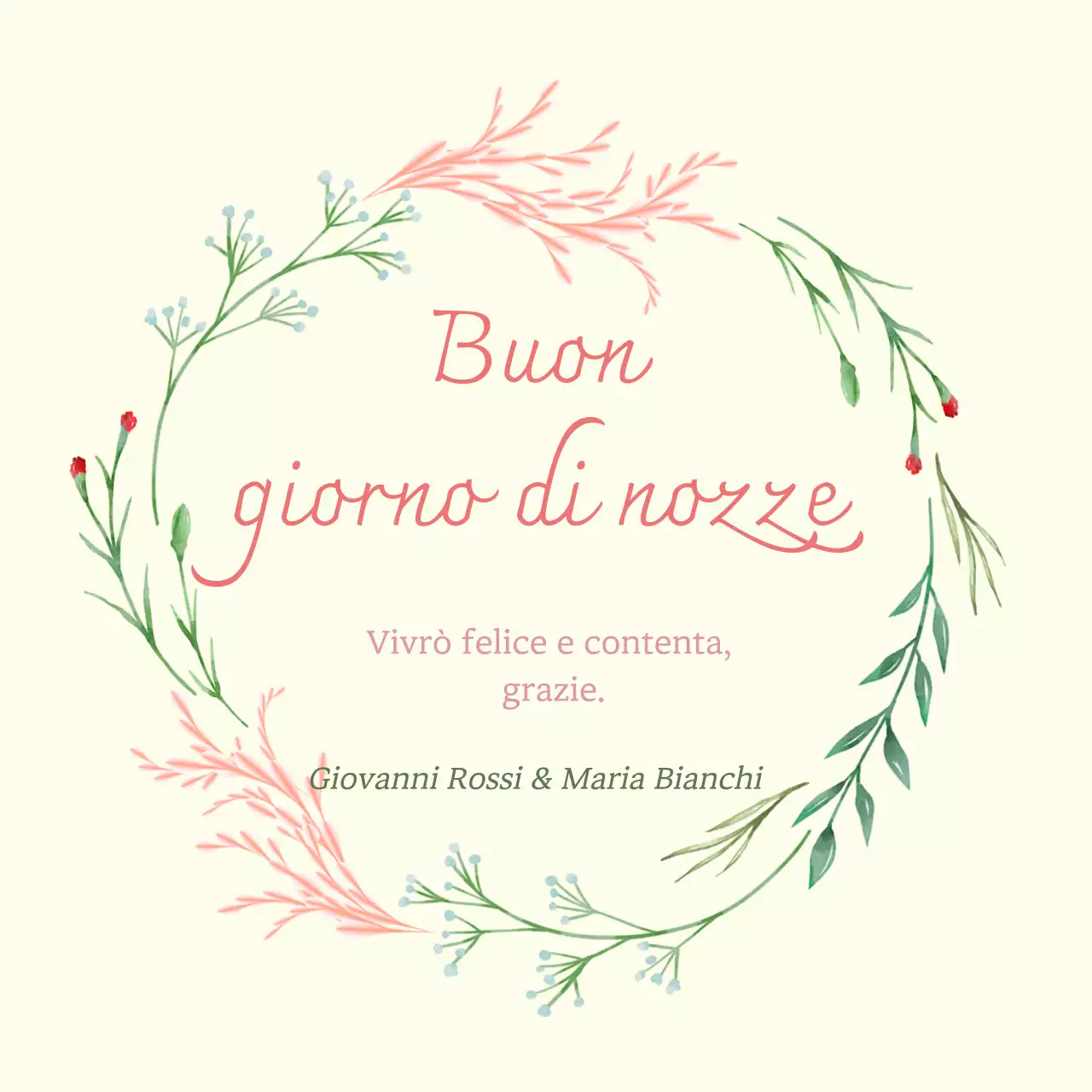 Invito di nozze semplice in avorio