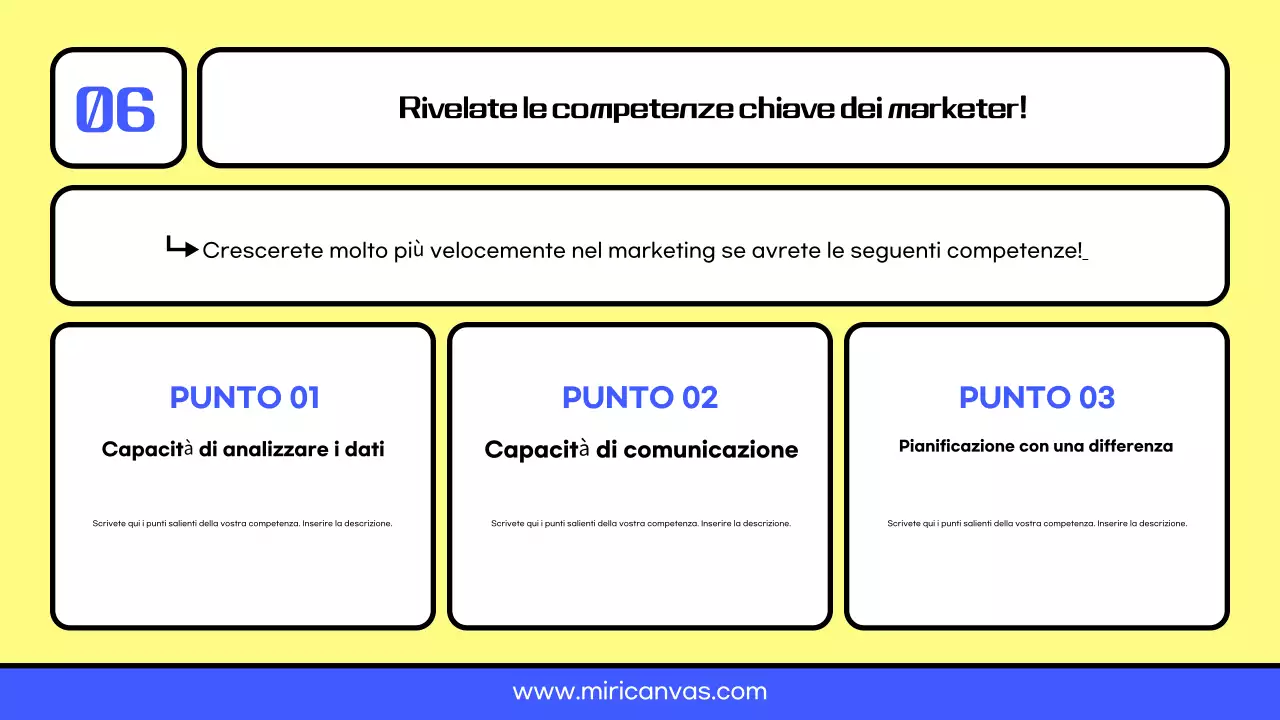 Risorse per la carriera di marketer ordinate in giallo e blu